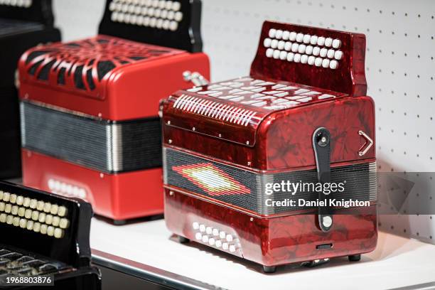 Accordions during The NAMM Show at Anaheim Convention Center on January 28, 2024 in Anaheim, California.