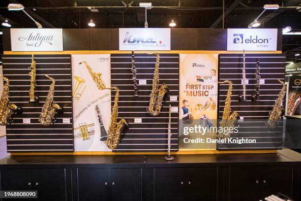 Saxophones during The NAMM Show at Anaheim Convention Center on January 28, 2024 in Anaheim, California.