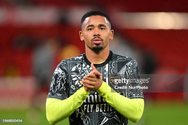 Gabriel Jesus of Arsenal is playing during the Premier League match between Nottingham Forest and Arsenal at the City Ground in Nottingham, England,...