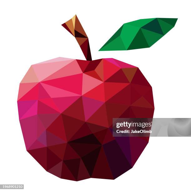 apple low poly - apple stock illustrations