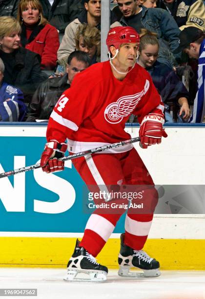 Brendan Shanahan of Detroit Red Wings skates against the Toronto Maple Leafs during NHL game action on December 6, 2003 at Air Canada Centre in...