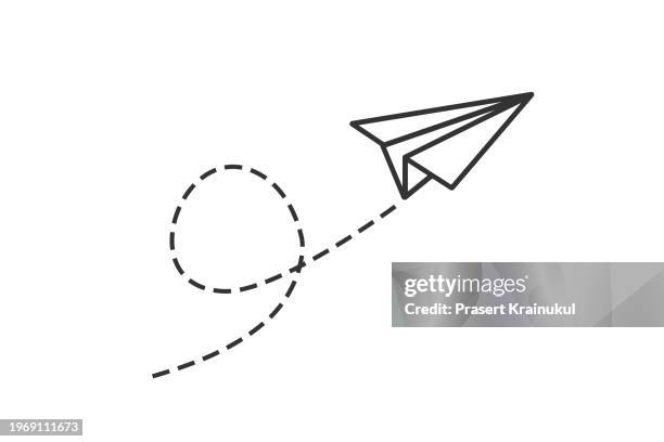 paper plane icon isolated on white - avión de papel fotografías e imágenes de stock