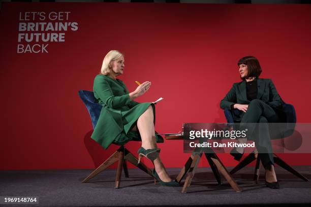Shadow Chancellor of the Exchequer, Rachel Reeves, is interviewed at a Labour Business Conference at the Oval on February 1, 2024 in London, United...
