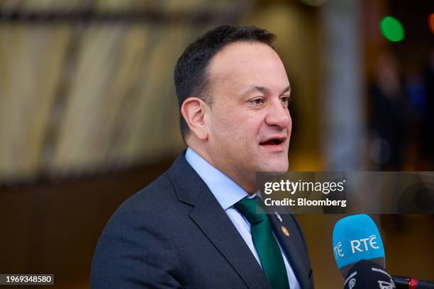 Leo Varadkar, Ireland's prime minister, arrives for a summit of European Union leaders in Brussels, Belgium, on Thursday, Feb. 1, 2024. The bloc is...