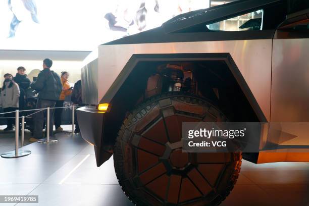 Tesla Cybertruck makes appearance at a shopping complex on January 28, 2024 in Hangzhou, Zhejiang Province of China. Tesla Cybertruck's Tour of China...