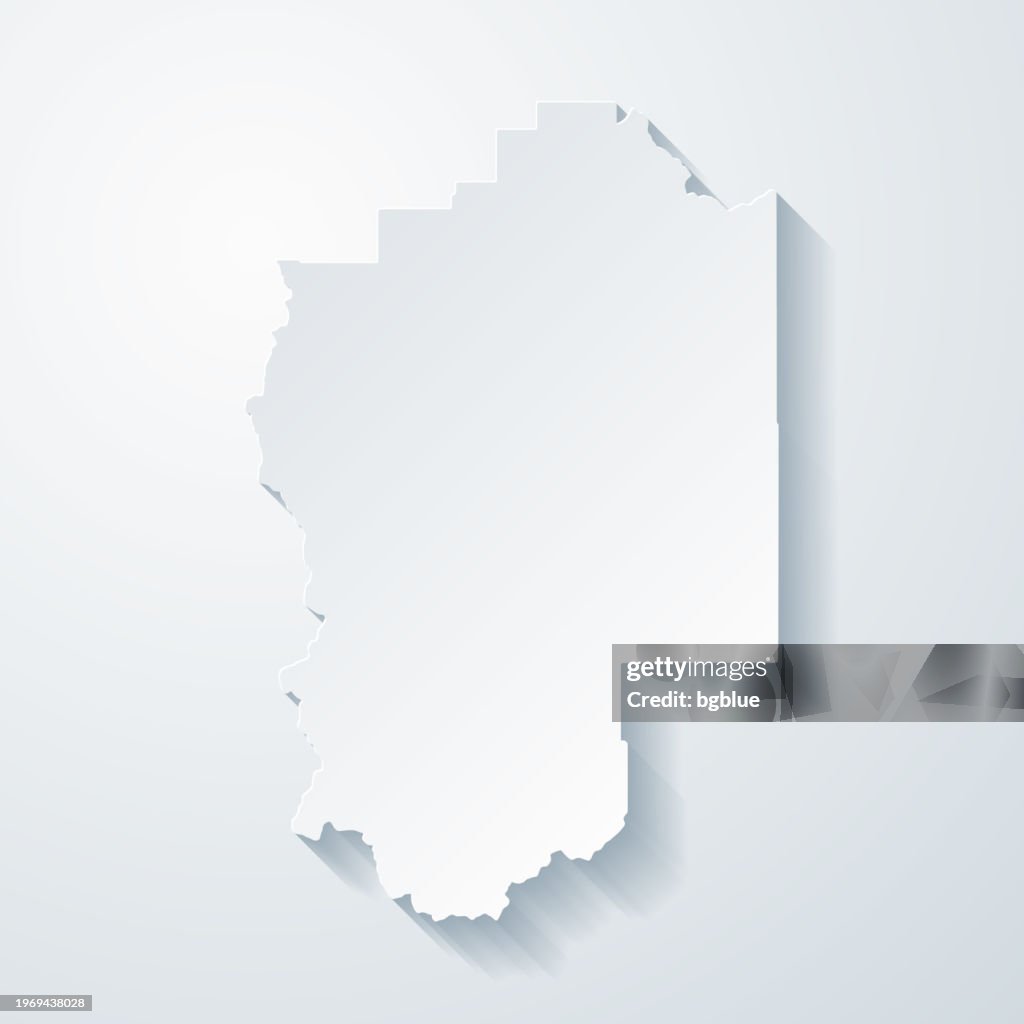 Granite County, Montana. Map with paper cut effect on blank background