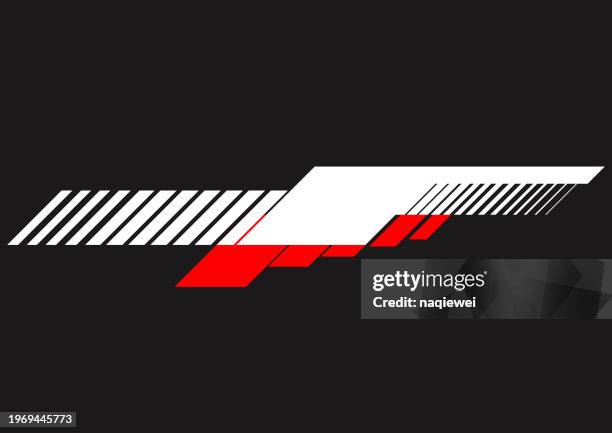 vector red and white colors speed stripes pattern sticker label on black background for vehicles,moto boat,sportswear,sports car,race symbol - car display background stock illustrations