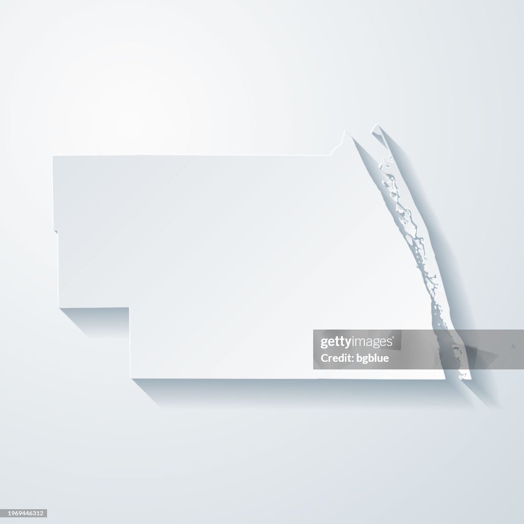 Contea di Indian River, Florida. Mappa con effetto taglio carta su sfondo vuoto