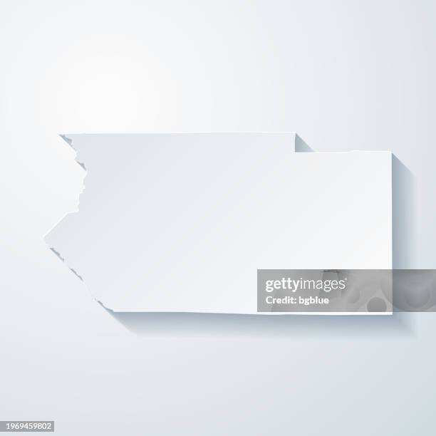 fremont county, colorado. map with paper cut effect on blank background - fremont county colorado stock illustrations