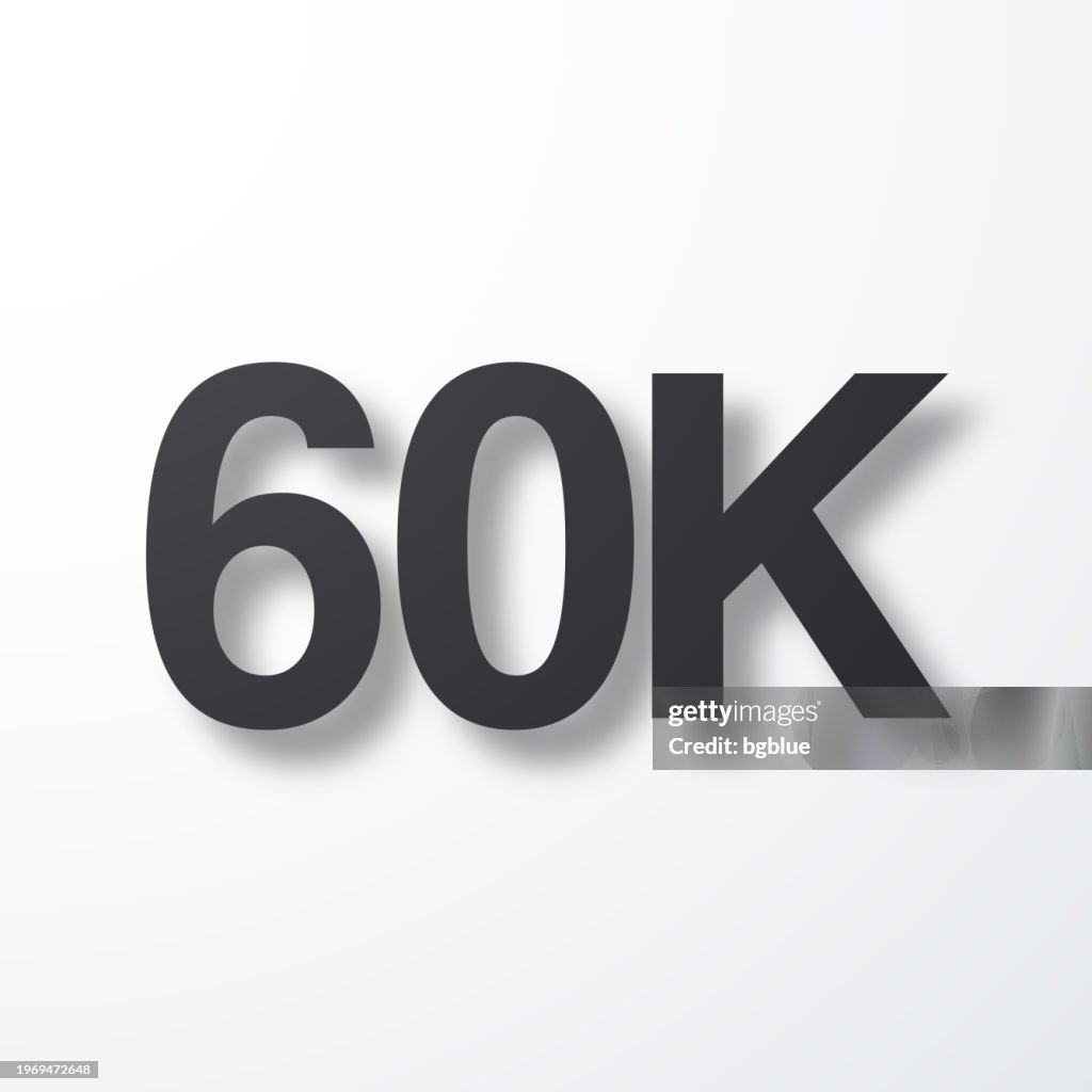 60K, 60000 - Sixty thousand. Icon with shadow on white background