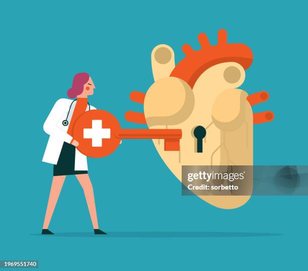 heart checking - doctor - high density lipoprotein stock illustrations