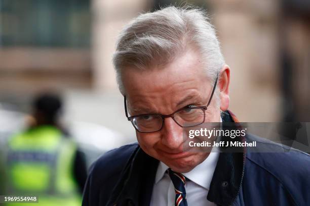 Levelling Up Secretary Michael Gove arrives at the Edinburgh International Conference Centre on January 29, 2024 in Edinburgh, Scotland. Witnesses...