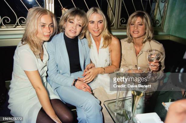 French actress Jeanne Marine, English model Jo Wood, Meg Mathews and English television presenter Dani Behr attend a party for Alberta Ferretti,...