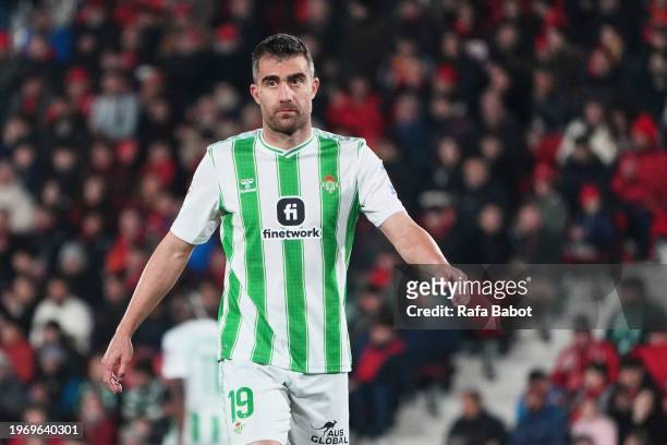 Sokratis Papastathopoulos of Real Betis lo during the LaLiga EA Sports match between RCD Mallorca and Real Betis at Estadi de Son Moix on January 27,...