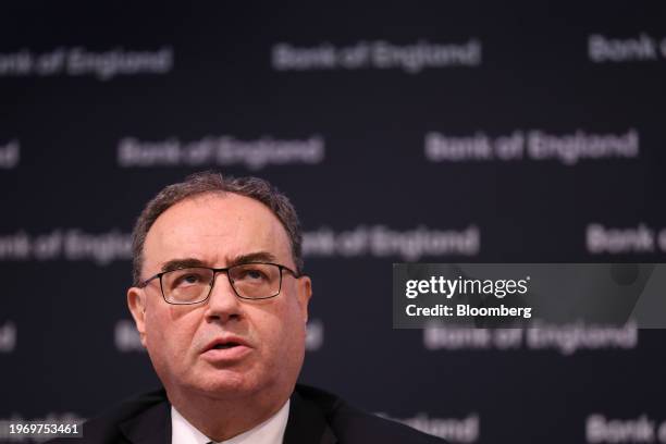 Andrew Bailey, governor of the Bank of England , during the Monetary Policy Report news conference at the bank's headquarters in the City of London,...
