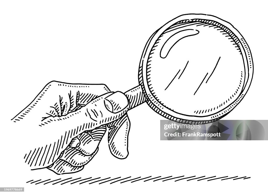 Magnifying Glass Drawing.pdf Hand Holding A Magnifying Glass Drawing High-Res Vector Graphic - Getty ...
