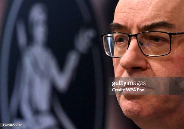 Bank of England Governor Andrew Bailey attends the central bank's Monetary Policy Report press conference at the Bank of England, in London, on...