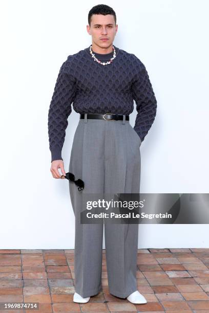 Arón Piper attends the "Les Sculptures" Jacquemus' Fashion Show at Fondation Maeght on January 29, 2024 in Saint-Paul-De-Vence, France.