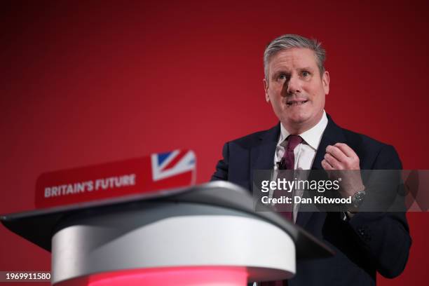 Labour leader Sir Keir Starmer, speaks at a Labour Business Conference at the Oval on February 1, 2024 in London, United Kingdom. The event, attended...