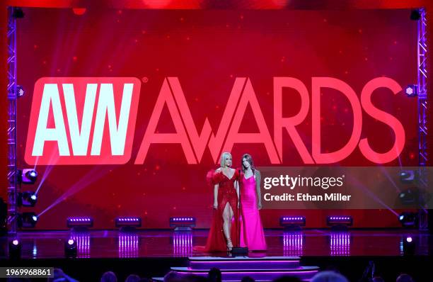 Alexis Texas and Jill Cassidy present an award during the 2024 Adult Video News Awards at Resorts World Las Vegas on January 27, 2024 in Las Vegas,...