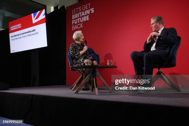 Labour leader Sir Keir Starmer, is interviewed at a Labour Business Conference at the Oval on February 1, 2024 in London, United Kingdom. The event,...