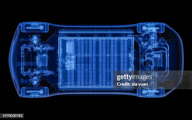 electric car x-ray style - chassis stockfoto's en -beelden