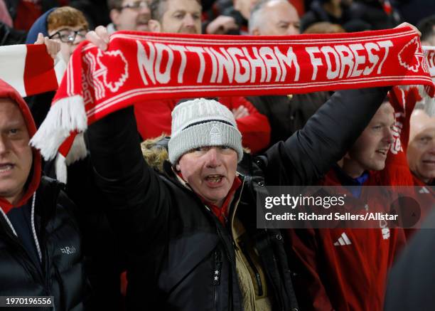 Nottingham Forest fans before the Premier League match between Nottingham Forest and Arsenal FC at City Ground on January 30, 2024 in Nottingham,...