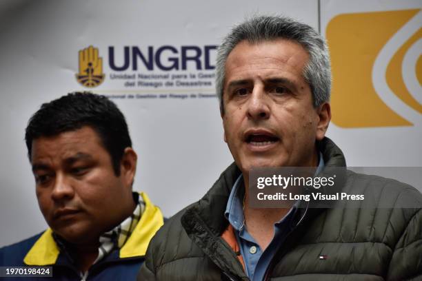 Colombia's minister of the interior Luis Fernando Velasco during a press conference held by the ministers of Ambient, Interior and Defense in Bogota,...