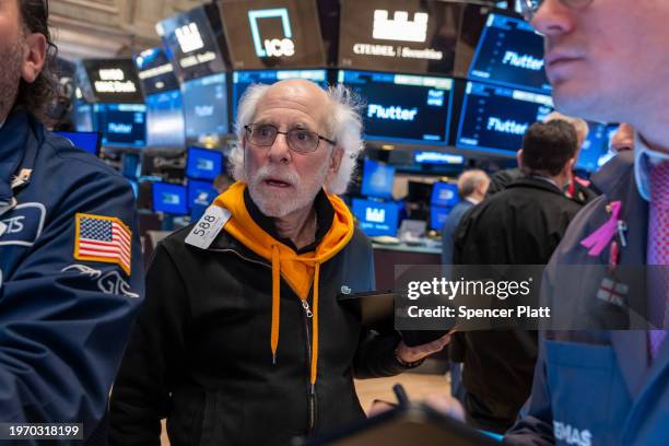 Traders work on the floor of the New York Stock Exchange on January 29, 2024 in New York City. Wall Street observers are watching to see if an...