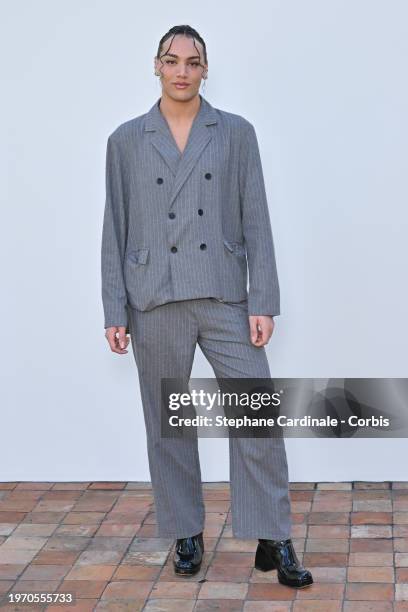 Djebril from Star Academy attends the "Les Sculptures" Jacquemus' Fashion Show at Fondation Maeght on January 29, 2024 in Saint-Paul-De-Vence, France.