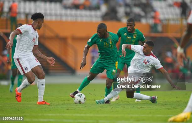 Aboubakary Koita of Mauritania controls the ball during the TotalEnergies CAF Africa Cup of Nations round of 16 match between Cap Verde and...