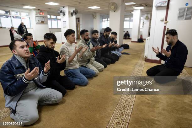 Kaisy Khademi prays in a mosque prior to the IBO World Flyweight Title fight between Kaisy Khademi and Jackson Chauke at York Hall on January 27,...