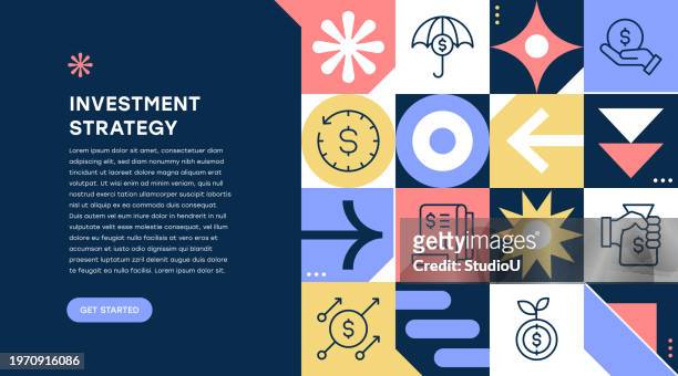 投資戦略幾何学模様webバナー - time is money点のイラスト素材／クリップアート素材／マンガ素材／アイコン素材