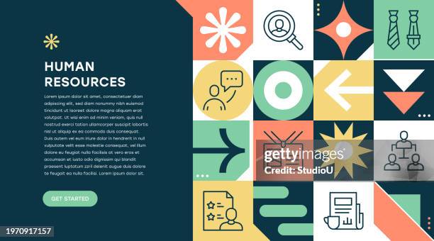 human resources geometric pattern web banner - job search stock illustrations