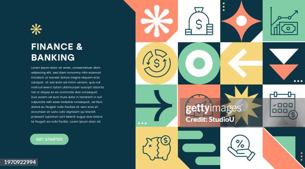 finance and banking geometric pattern web banner - digital payment background stock illustrations