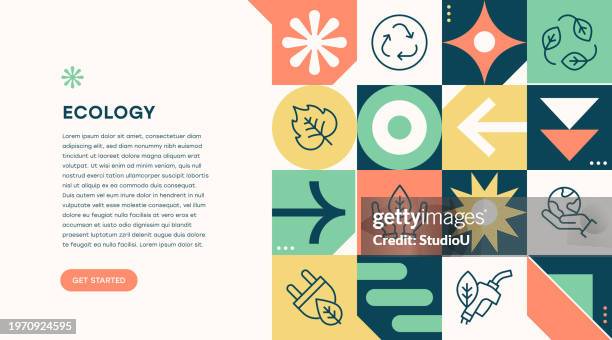 ecology geometric pattern web banner - recycle poster stock illustrations