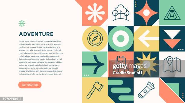 adventure geometric pattern web banner - explore stock illustrations