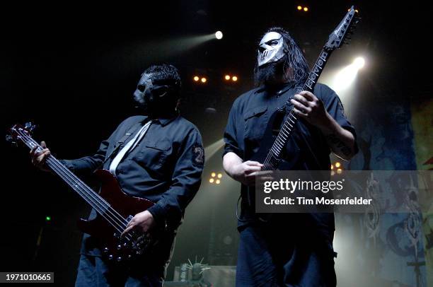 Paul Gray and Mick Thomson of Slipknot perform at Arco Arena on March 11, 2009 in Sacramento, California.