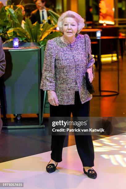 Princess Beatrix of The Netherlands attends the Interreligious Symposium In Freedom Connected in Tivoli vredenburg on January 29, 2024 in Utrecht,...