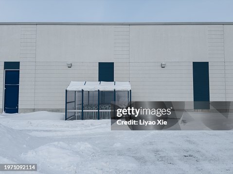 Snow-Covered Industrial Building Exterior