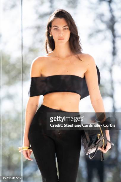 Vittoria Ceretti walks the runway during the "Les Sculptures" Jacquemus' Fashion Show at Fondation Maeght on January 29, 2024 in Saint-Paul-De-Vence,...