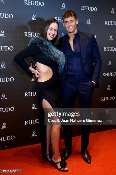 Marcos Llorente and Patricia Noarbe attend the "Rhudo" restaurant opening photocall on January 29, 2024 in Madrid, Spain.