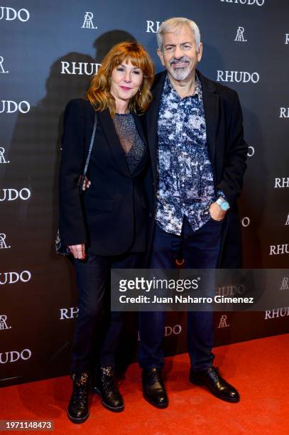 Carlos Sobera and Patricia Santamarina attend the "Rhudo" restaurant opening photocall on January 29, 2024 in Madrid, Spain.