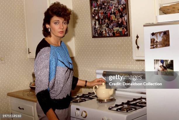 English actress Sarah Douglas poses for a portrait in Los Angeles, California, circa 1985.