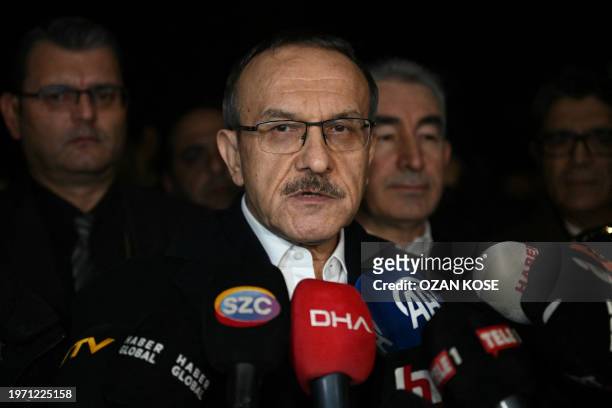 Governor of Kocaeli districh Seddar Yavuz speaks to press after an assailant took an undisclosed number of people hostage at a plant owned by US...