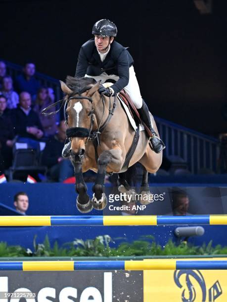 Steve Guerdat with Double Jeu dÕHonvault during the Longines FEI Jumping World Cup at the Jumping Amsterdam 2024 tournament at the RAI on January 28,...