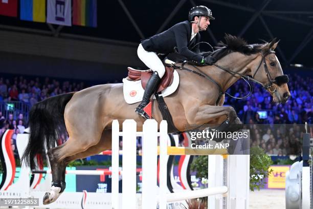 Steve Guerdat with Double Jeu dÕHonvault during the Longines FEI Jumping World Cup at the Jumping Amsterdam 2024 tournament at the RAI on January 28,...