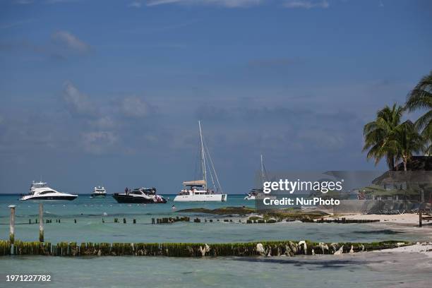 Beachside in Isla Mujeres, on December 5 in Isla Mujeres, Quintana Roo, Mexico.