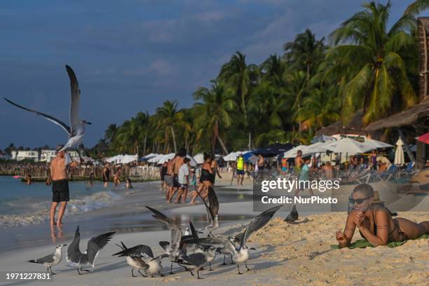 View of the beachside in Isla Mujeres, on December 5 in Isla Mujeres, Quintana Roo, Mexico.