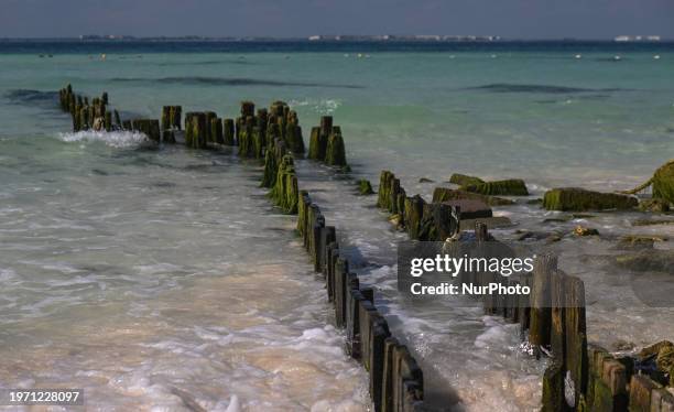 Beachside in Isla Mujeres, on December 5 in Isla Mujeres, Quintana Roo, Mexico.